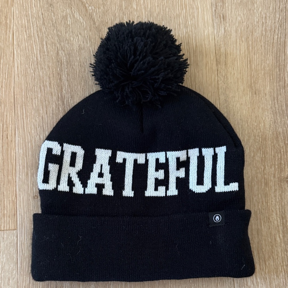 Spiritual Gangster Black Beanie with 'GRATEFUL' Text